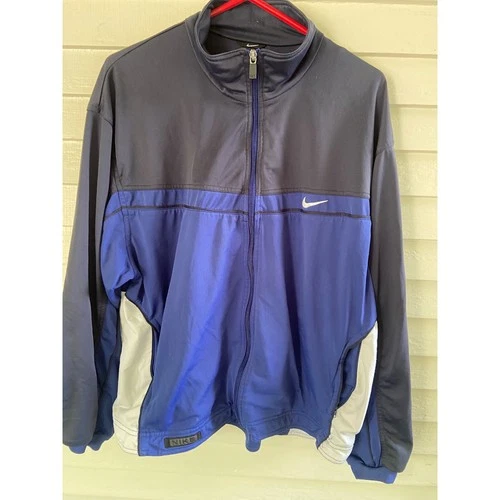 Vintage Nike 1990s Jacket M/L Blue White Track Swoosh Logo F 1990s vintage concert t-shirt, vintage, single stitch, B+ condition