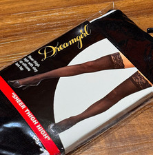 Dreamgirl Women's Sheer Thigh High Stockings with Silicone Lace Top OSFM