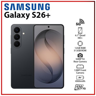 Samsung Galaxy S26+ 5G 12GB+512GB BLACK Dual SIM Unlocked Android Mobile Phone