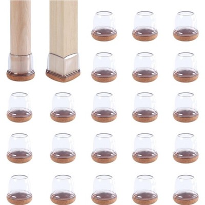 Stuhlbeinkappen, Filzpolster, Silikon, transparent, 24 Stück, Möbel Schutz