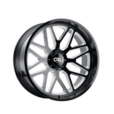 (1) CALI OFF-ROAD INVADER 22X12 6-135 87.1 Hub -51 Offset Black Wheel Rim
