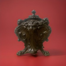 Raro Calamaio Eclettico in Bronzo-Mascheroni e Putti-Antonio Pandiani XIX Sec.