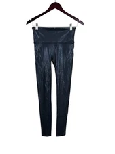 Spanx Leggings Women's Medium Black Shiny High Waist EUC