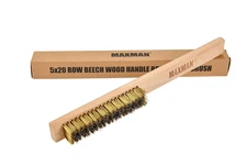 Brass Wire Brush with Soft Bristles and 10" Beechwood Handle for Cleaning Metal