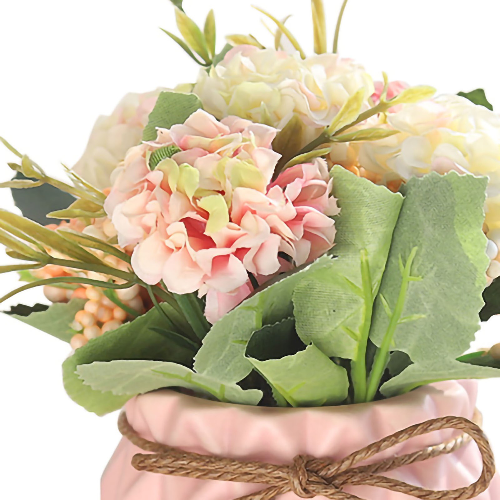 Artificial Fake Potted Flowers Bouquet Hydrangea With Vase For Dining Table