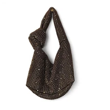 OLGA BERG Polly Crystal Shoulder Bag In Black 