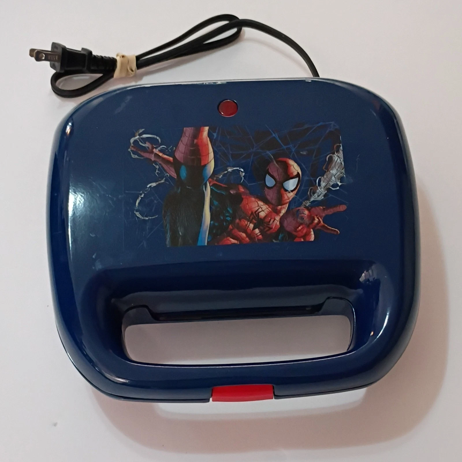 WORKING Marvel Spider-Man Electric Non-Stick Waffle Maker Blue Novelty Design.