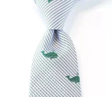 Mark Pendleton Silk Tie, Blue, White & Green Whale Print, NWT