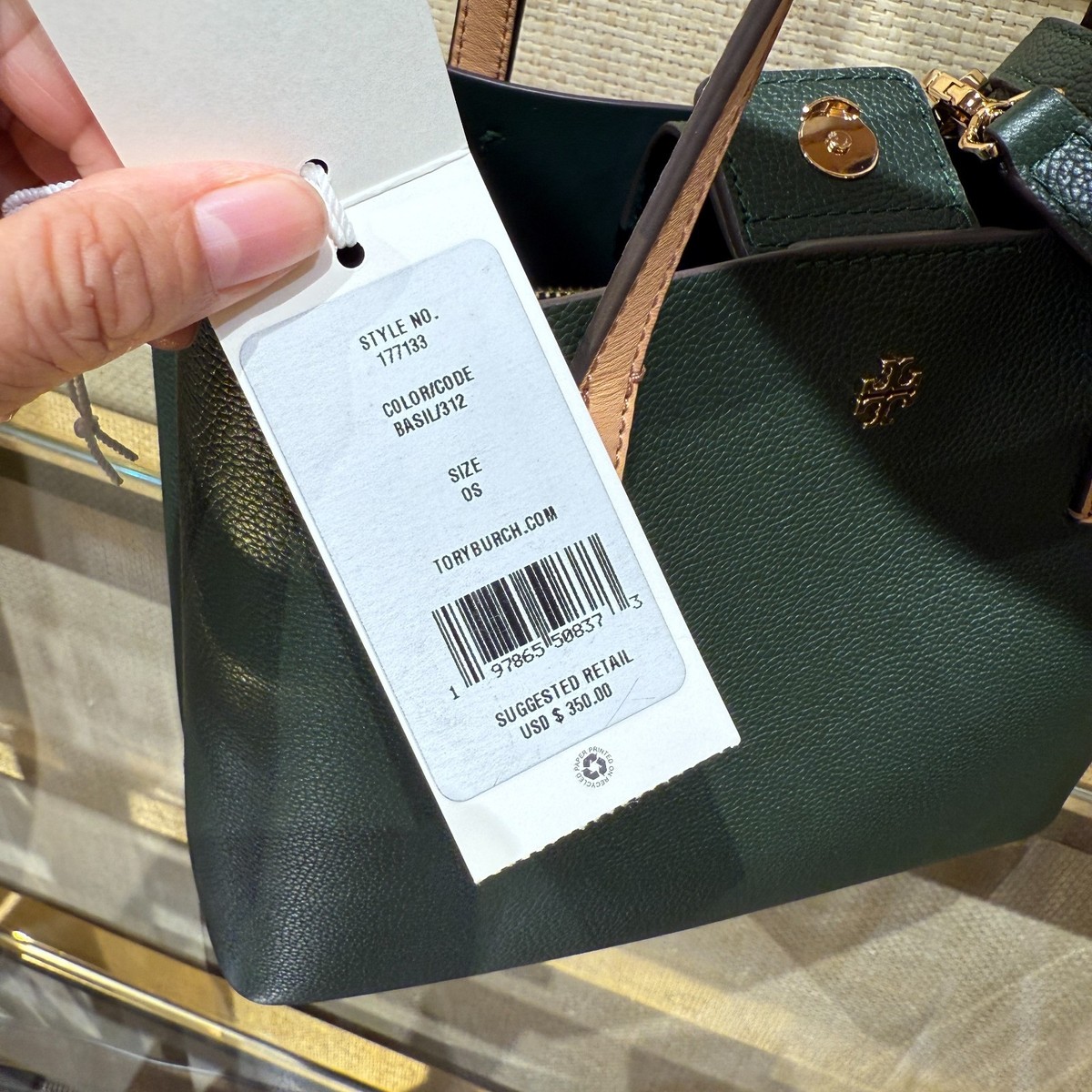 Tory Burch Blake Small Tote 177133 Basil Pebbled Leather $350 | eBay