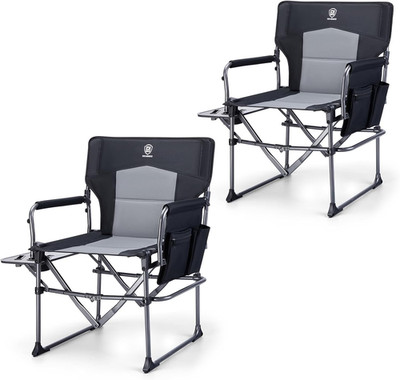 EVER ADVANCED Camping Directors' Chair with Side Table, Portable Folding with Co