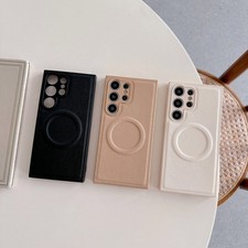 Fr Samsung Galaxy S25 Ultra S24 S23 S22 PU Leather Slim Thin Magnetic Phone Case