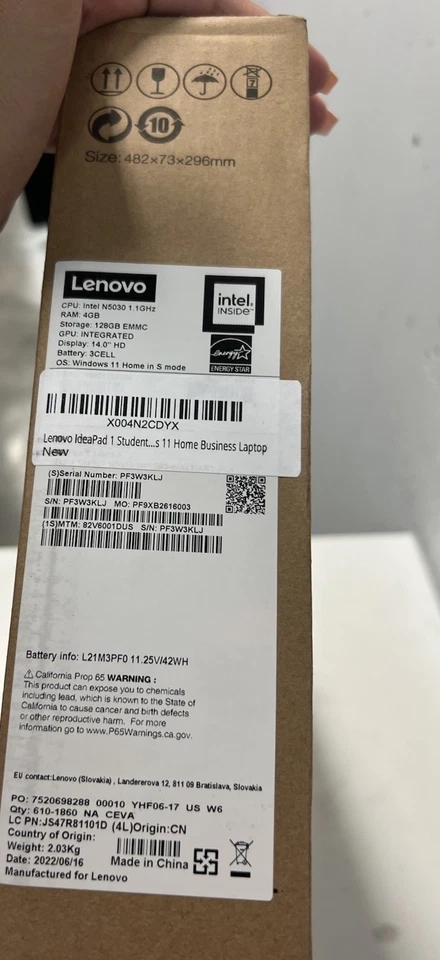 New Lenovo ideapad 1 14" HD Intel N5030 4GB 128GB Windows 11 Home S - Image 3 of 3