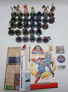 DC Heroclix Wizkids Lot Of 30 W/Accessories - 5 Silver Joker Darkseid Catwoman