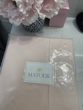 385 Matouk Italy NWT 1pc F/Q Flat Sheet 600TC Percale Milano Hemstitch BLUSH