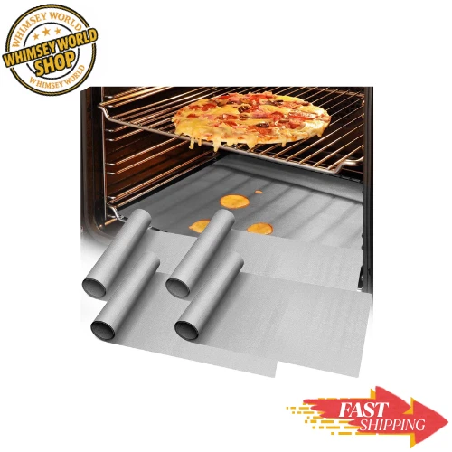 4 Pack Thickened Silver Oven Liner for Bottom Oven BPA & PFOA Free, 16x24 Inch