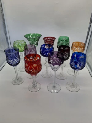 12 Weingläser Jugendstil  Römer Art Deco Val st Lambert Baccarat Kristall Nachtm - Bild 1 von 4