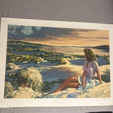 Howard Behrens Large Hand Embellished Giclee On Canvas Signed Summer Sunset Art