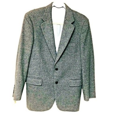 Macys Wool Camel Sport Coat Blazer Jacket Mens 39R Gray Check Plaid Houndstooth