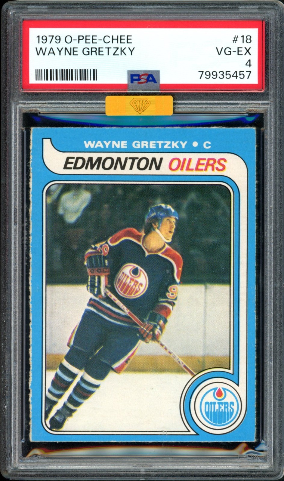 1979-80 O-PEE-CHEE OPC #18 WAYNE GRETZKY HoF ROOKIE RC PSA 4 MBA GOLD DIAMOND