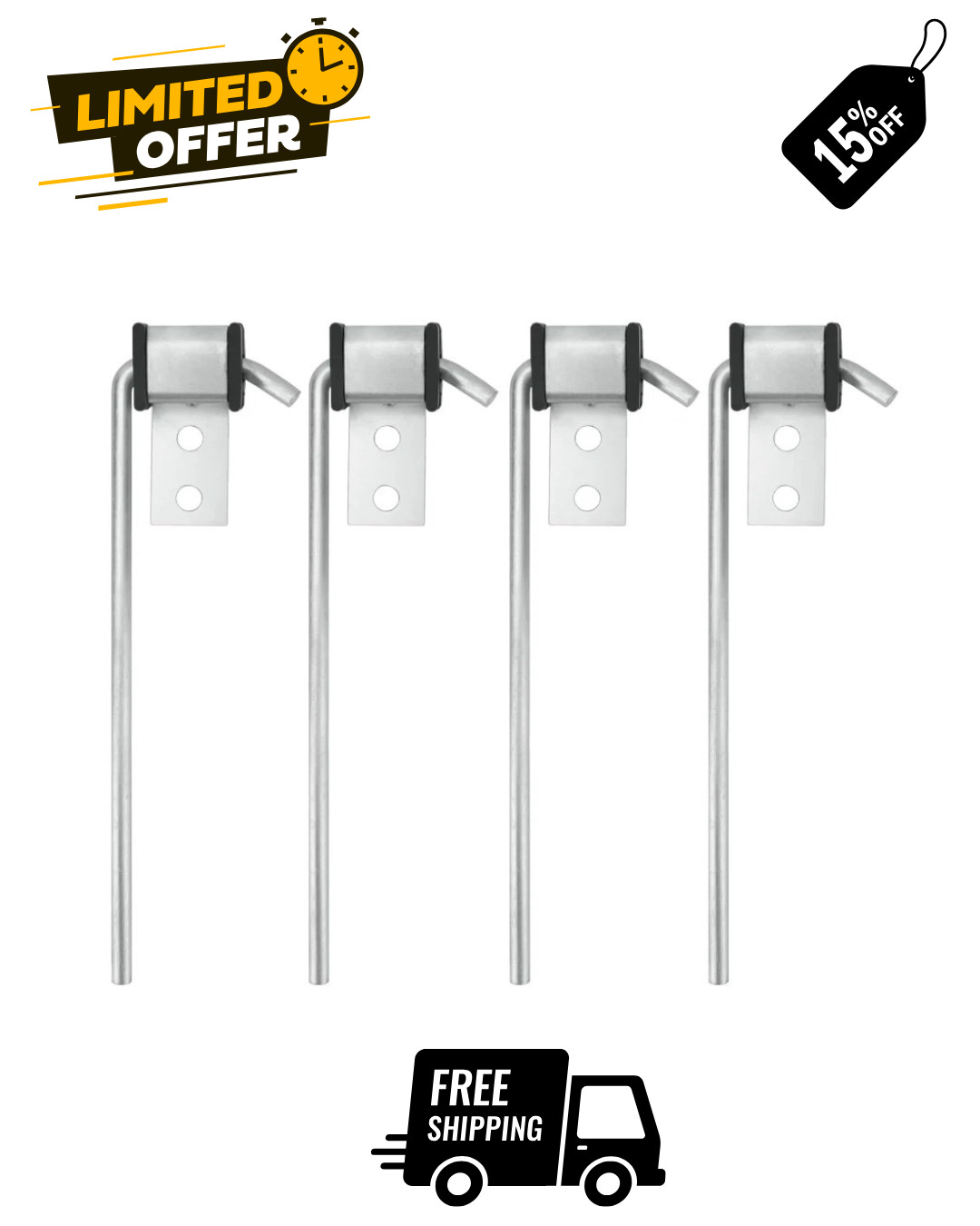 4 Pack Universal Stainless Steel Exhaust Hanger Rod Weld On Heavy Duty Exhaus...