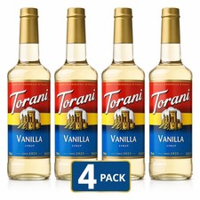 Torani Vanilla Flavoring Syrup 4 Pack Premium Coffee Drink Syrup Bundle