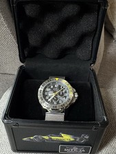 Invicta Racing Men's Chronograph Tachymeter Black Dial Silver Metal Watch 100M