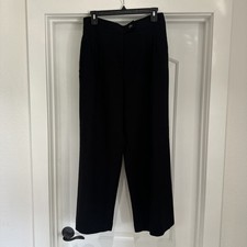 T TAHARI Womens Black High Waisted Pleat Front Wide Leg Trouser Pant US 10