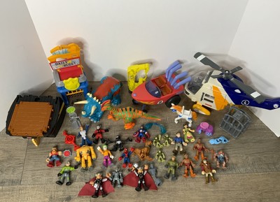 Imaginext Marvel Caveman SpongeBob Bikini Bottom Fisher Price Helicopter Set Lot