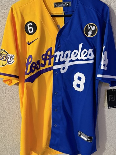 Nike Los Angeles Dodgers Kobe Bryant Split Blue/Yellow Baseball Jersey