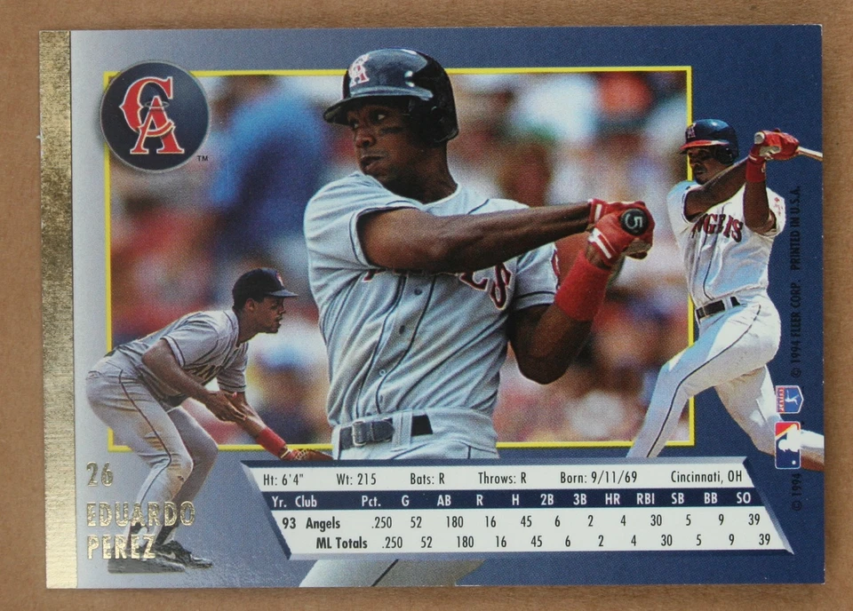 AUTOGRAPHED - Eduardo Perez Fleer #26 Minnesota Twins 1994 MLB, Rookie - Image 2 of 2