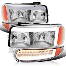 Fits 2000-2006 Gmc Sierra Yukon Xl Denali Led Drl Tube Headlightsbumper Lamps