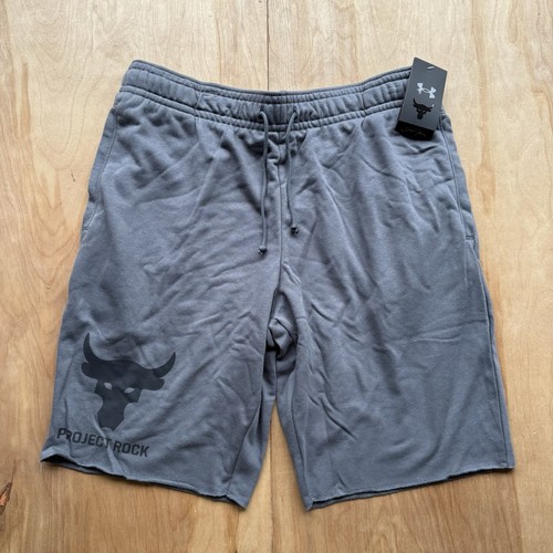 Under Armour Shorts Mens Size XL Gray Project Rock Brahma Bull Terry Gym WWE