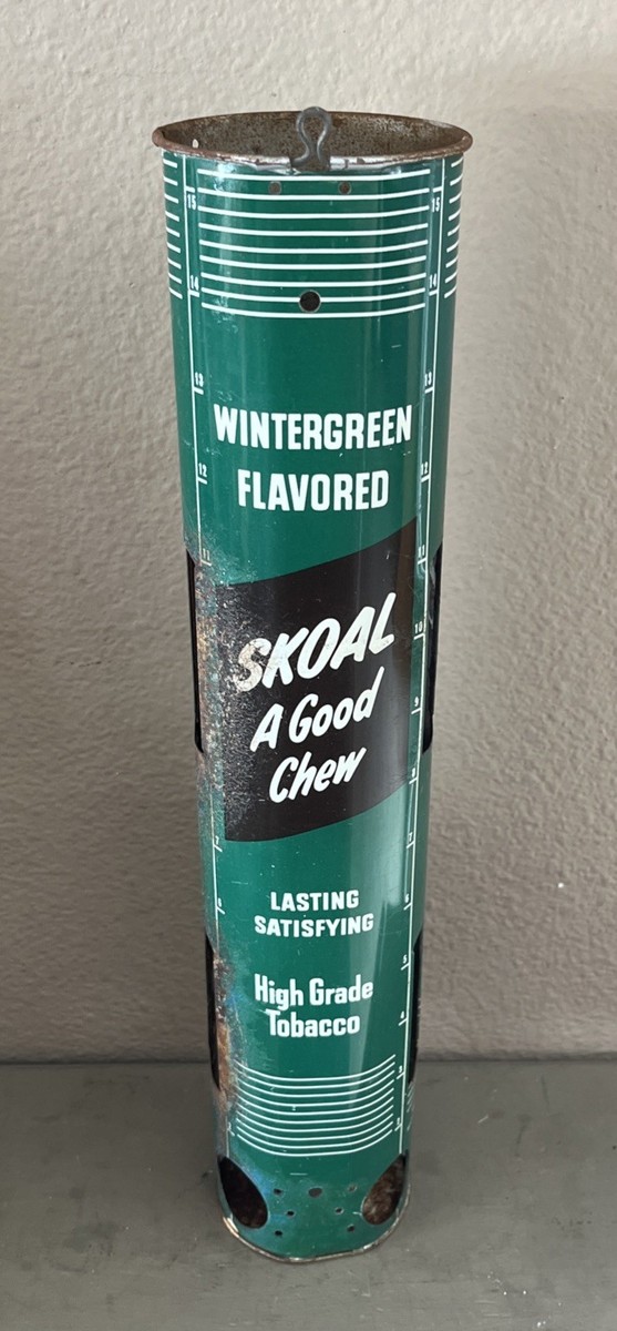 best wintergreen chewing tobacco Vintage HTF 1960s Skoal Wintergreen Tobacco Can Dispenser “A Good Chew”