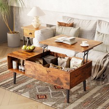 Lift Top Coffee Table for Living Room with Storage Shelf, Hidden Compartment