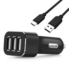 New Fast 3 in 1 Multiple Port 12V 24V In Car Charger Socket Lighter USB-C Cable