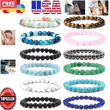 Cool Touch 12-Pcs Beaded Bracelets - Semi-Precious Stones for Serenity & Style