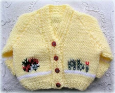 Personalised Hand Knitted Baby Girl Cardigan ANY Initials Ladybird Newborn Gift