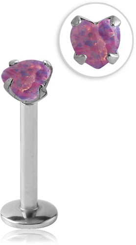 Surgical Steel Labret Monroe Nose Stud Ring Choose Your Opal Heart 6mm 1/4" 16G - Picture 5 of 8
