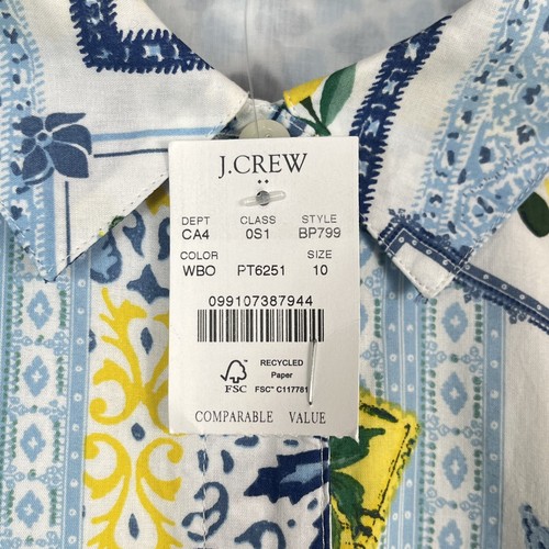 J.CREW FACTORY NWD 100% Cotton Women's Blue Collared Midi Dress sz 10 BP799 - Picture 7 of 8