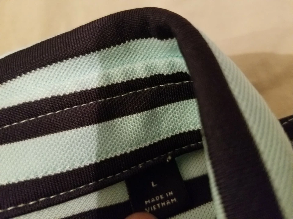 Camisa polo de golf Dunning para hombre L grande rayas verdes atlética Foto 4 de 4