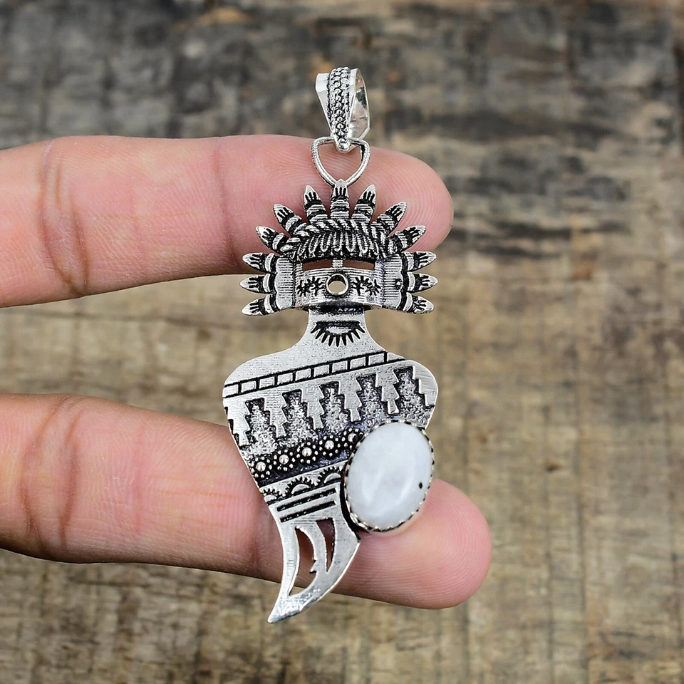 Arcobaleno Pietra di Luna Artigianale 925 Argento Sterling Ciondolo Gioielli Per - Immagine 2 di 4