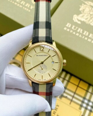 Burberry The Classic Horseferry BU10001 Gold Tone Check Strap