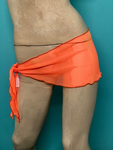 NWT Flo Orange Tie Dye Stretch Mesh Swim Beach Pool Wrap Sarong Micro Skirt S/8" - Picture 7 of 7