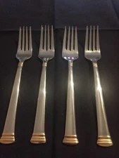 8 Lenox Eternal Gold Salad Forks, Dessert Fork - Flatware, silver with gold trim