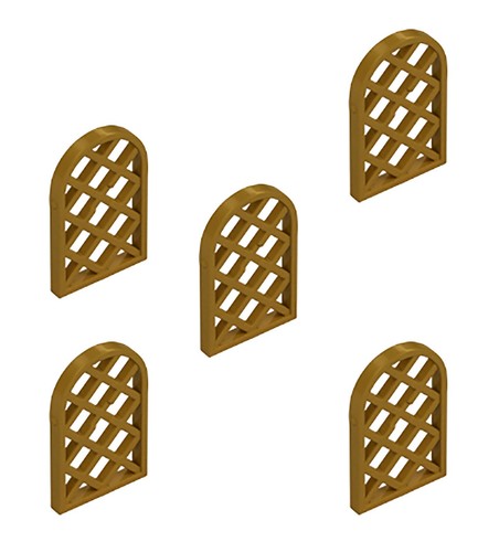 5 New LEGO Pearl Gold 1x2x2 2/3 Window Pane w Rounded Top 29170 lattice diamond - Picture 2 of 6