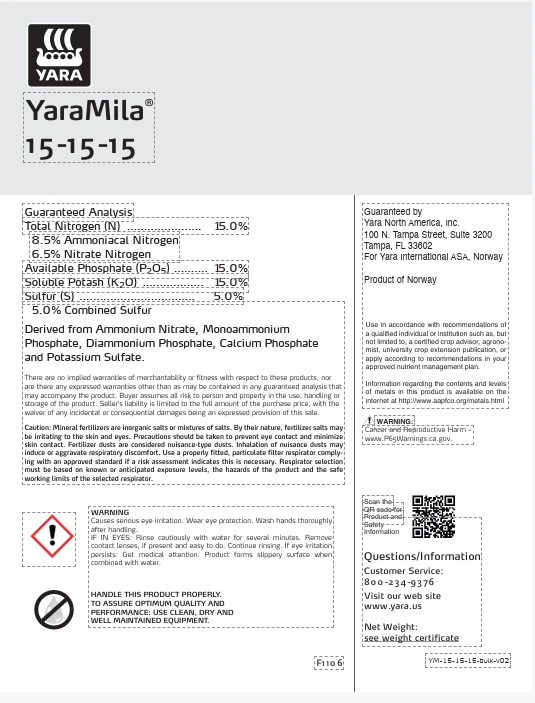 YARA MILA All purpose TRIPLE 15-15-15 Fertilizer lawn garden farm and food plot - Image 2 of 4