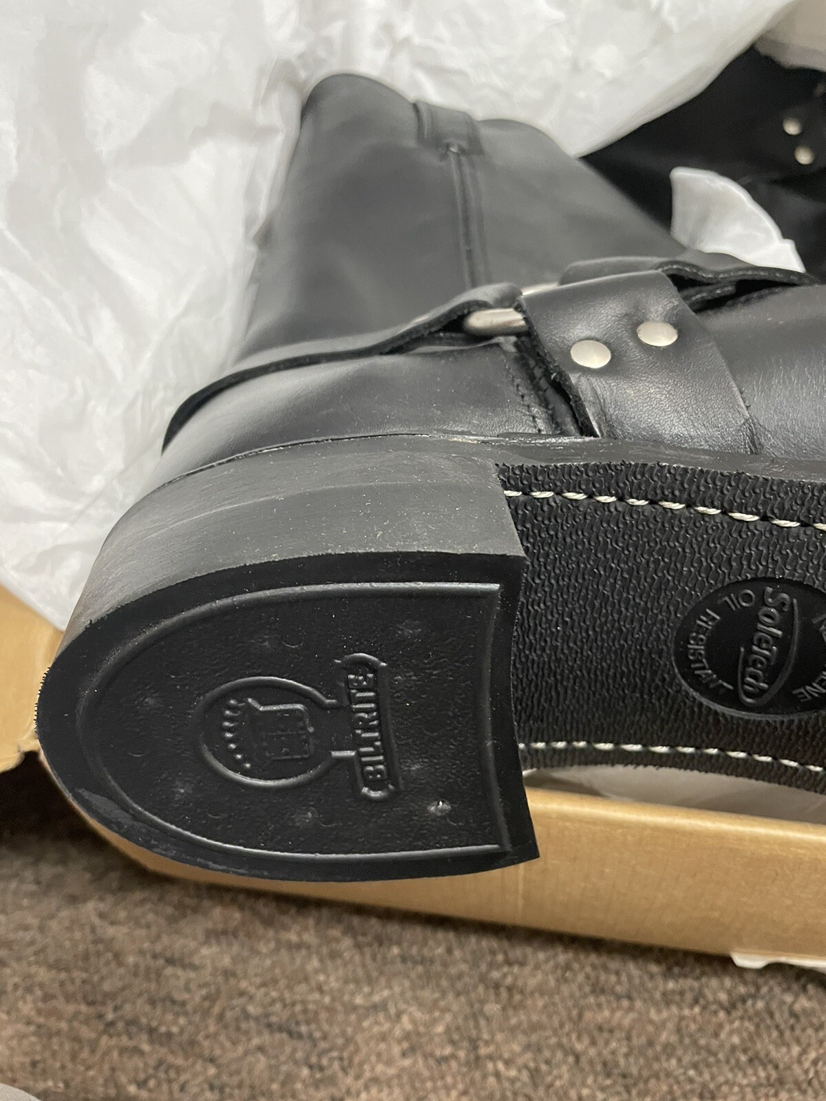 FRYE Harness Boots Black Leather Made In USA Motorcycle Riding 873501