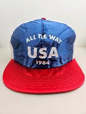 Vintage USA MADE 1984 Olympics Patriotic Trucker Hat Snapback Dad Cap