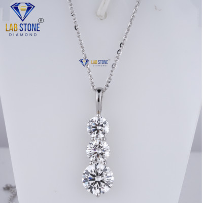 5.60 TCW Round Cut Diamond Pendant with chain by Labstone 925 Silver