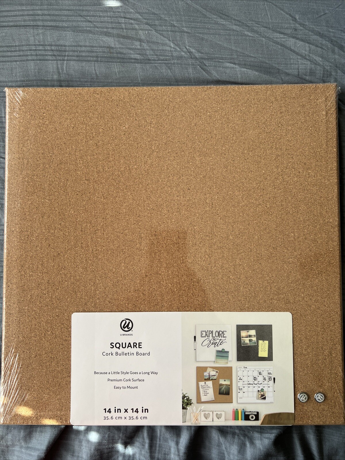U Brands Square Cork Bulletin Board 14 x 14 Inches BRAND NEW FACTORY SEALED eBay